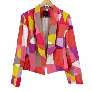 JM Studio by John Meyer Vibrant Blazer Multicolor Geometric Jacket Size 12